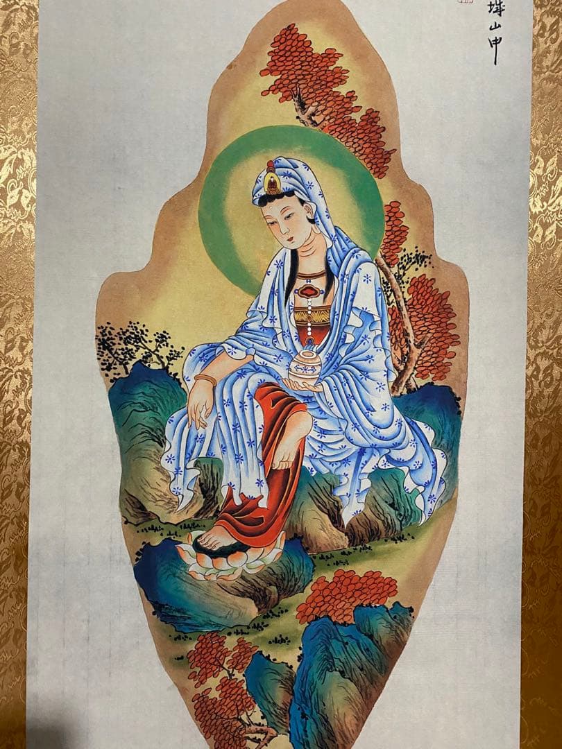 张大千 观音图 中国画 掛け軸 水墨画 和室 玄関 茶室 壁掛け 美術品