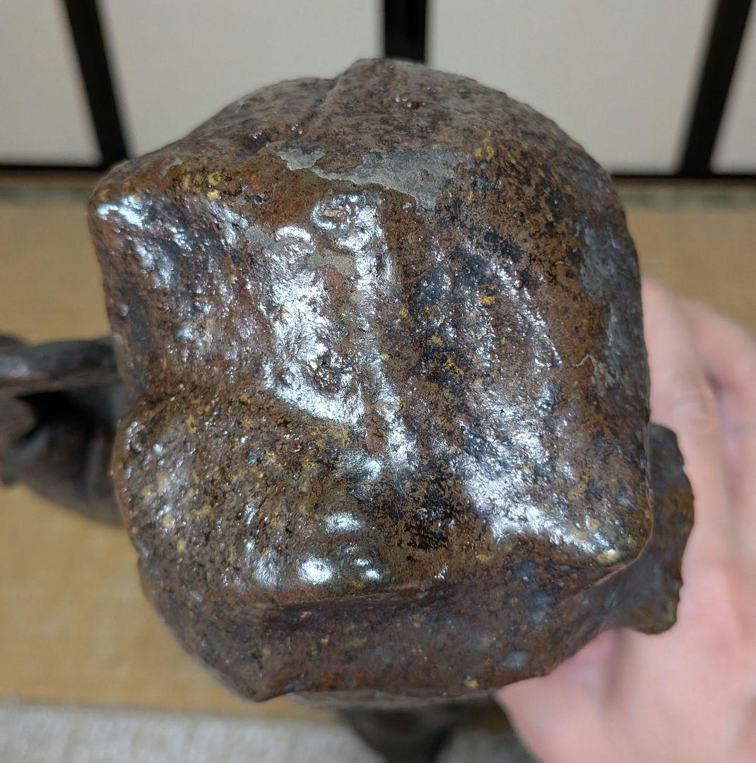 明治～昭和初期 一木作 備前焼 踊る娘像 扇子 陶像 百姓 農家 舞妓 舞姫