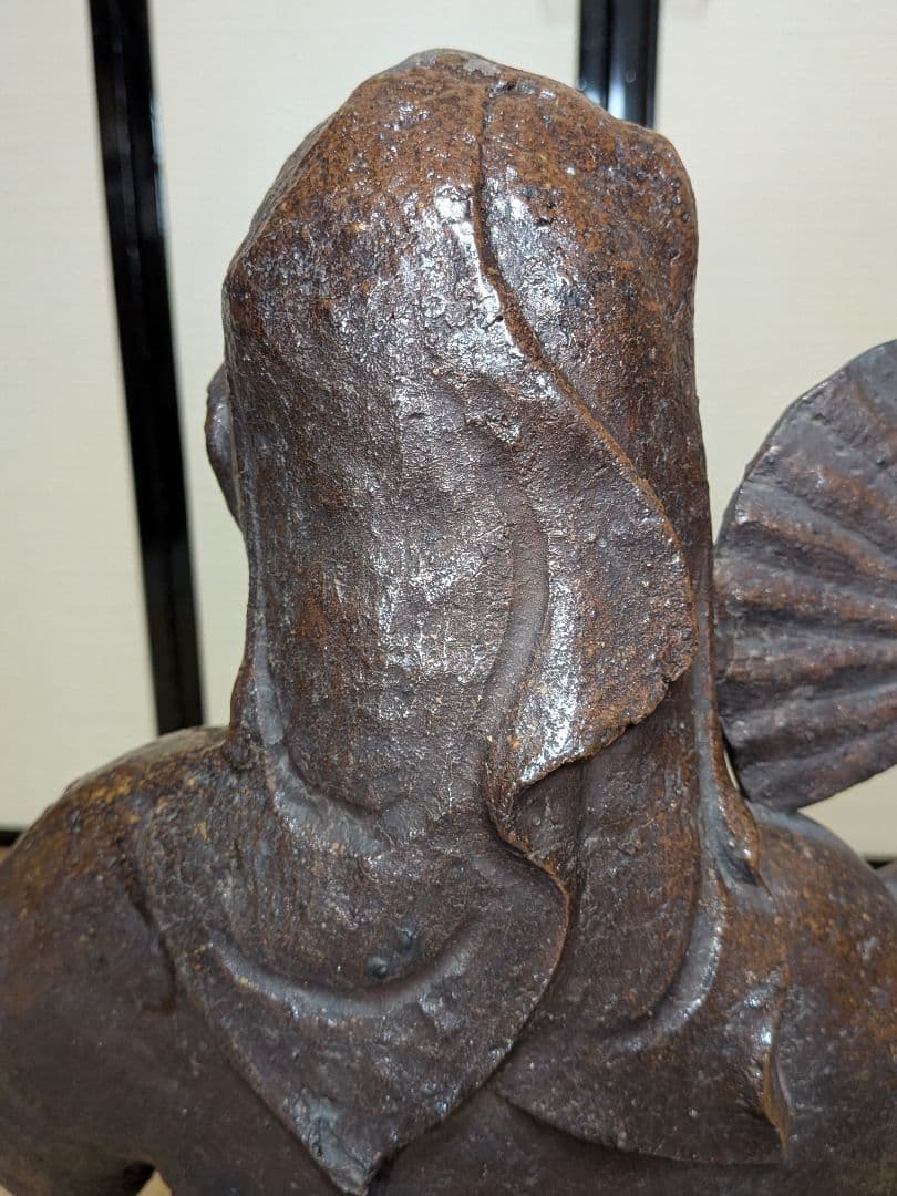 明治～昭和初期 一木作 備前焼 踊る娘像 扇子 陶像 百姓 農家 舞妓 舞姫