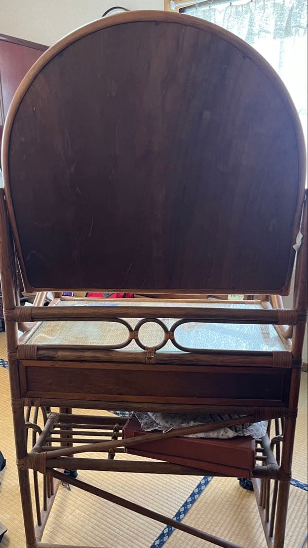 ヴィンテージラタン鏡面ドレッサー　レトロunico