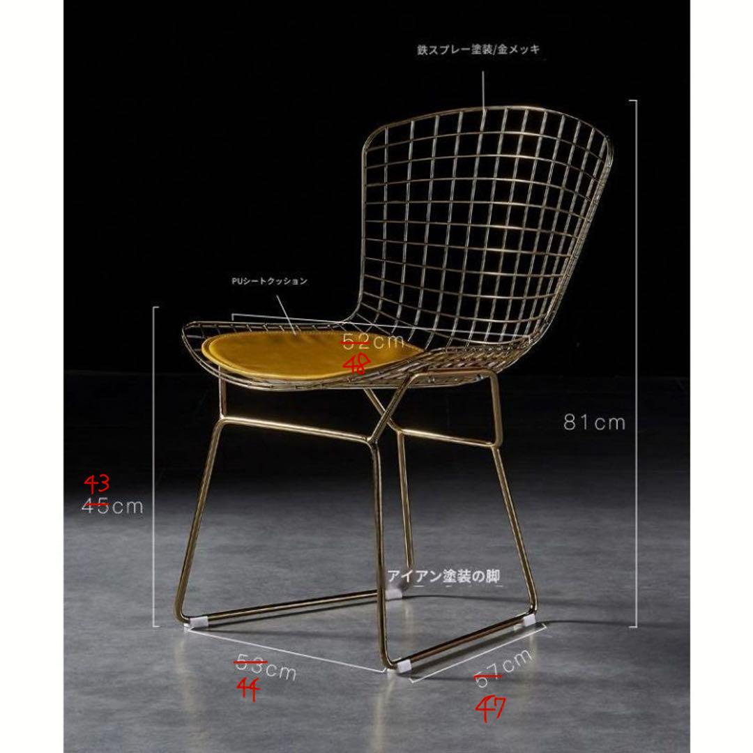 ハリー・ベルトイア　リブロダクト　ダイニングチェア ゴールド　モダン　1脚