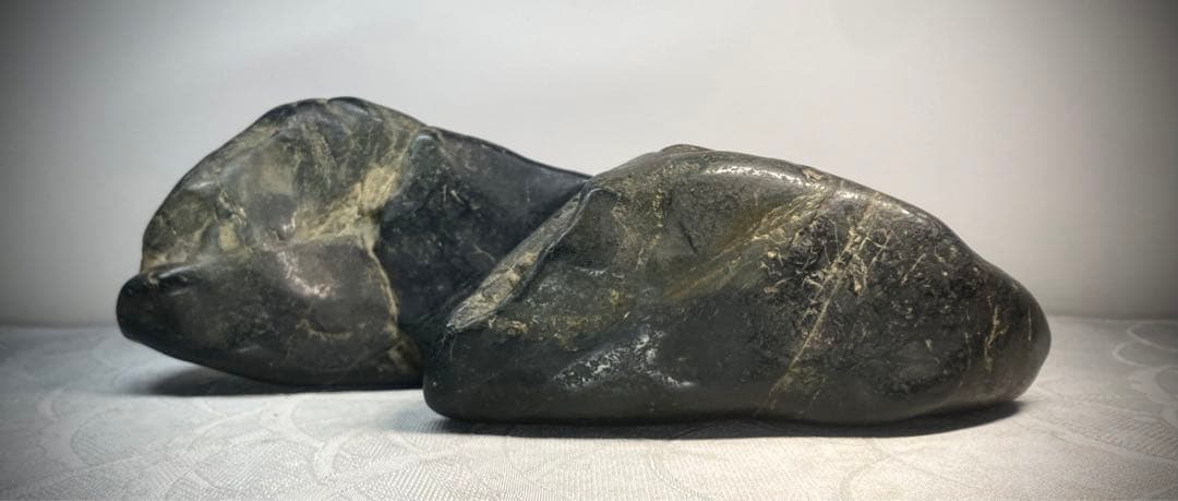 6244 名石 北上川石 ウブ 銘 二子山 水石 盆石 盆栽 骨董 アンティーク