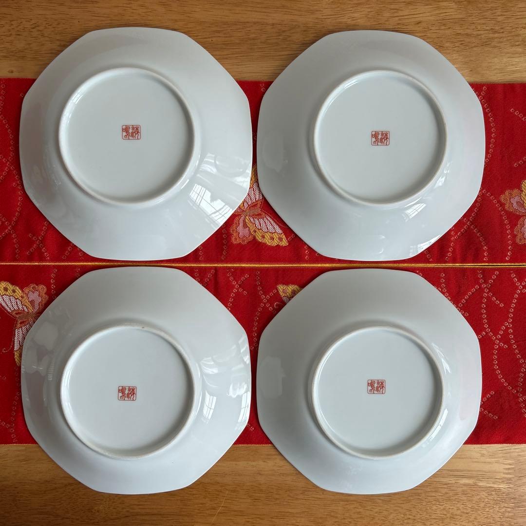 【未使用品】ナルミ　鳴海　中華皿セット　鳳凰　レンゲ付ラーメン鉢・八角皿4客