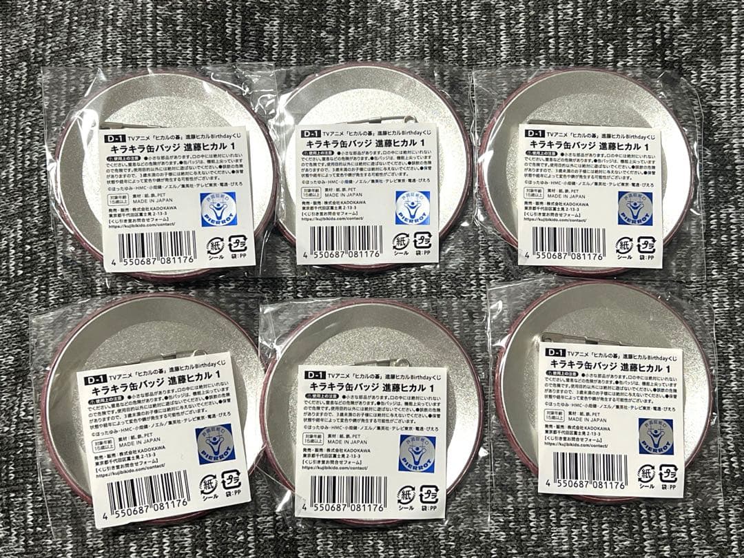 ヒカルの碁 進藤ヒカル バースデー くじ引き堂 D賞 缶バッジ 6点セット