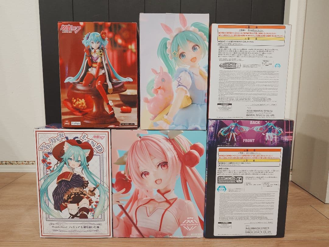 初音ミクフィギュア6体セット：シャアザクぐるみ、桜ミク、椿、EVO、猫、Rody