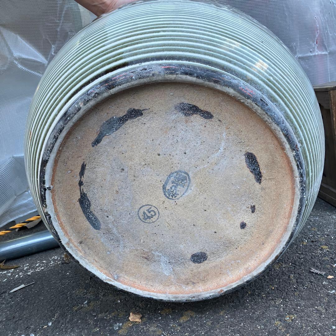 A-1 希少 松楽 睡蓮鉢 火鉢 波紋 刷毛目 陶器 メダカ鉢 雑貨 陶器製