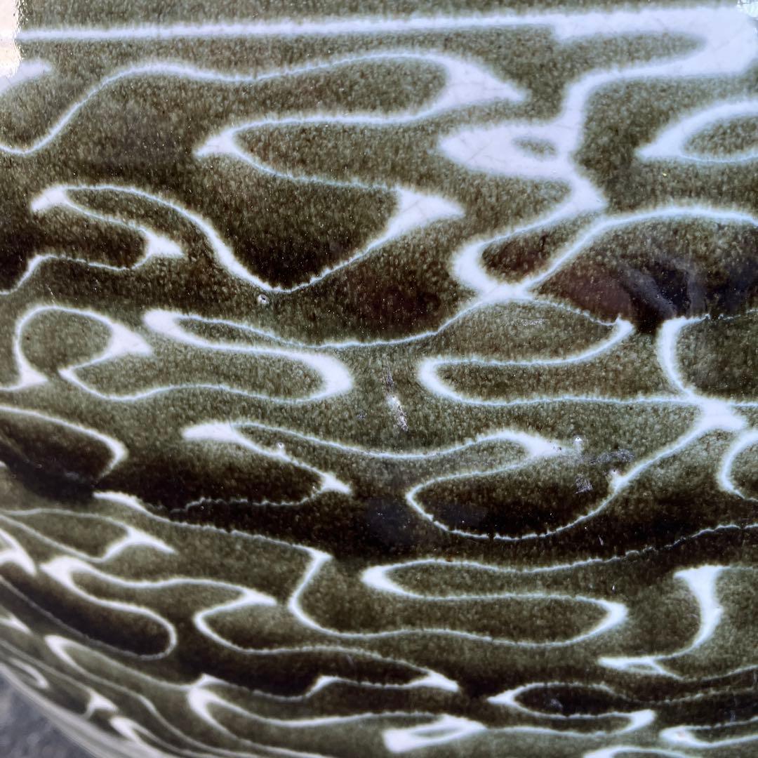 A-1 希少 松楽 睡蓮鉢 火鉢 波紋 刷毛目 陶器 メダカ鉢 雑貨 陶器製