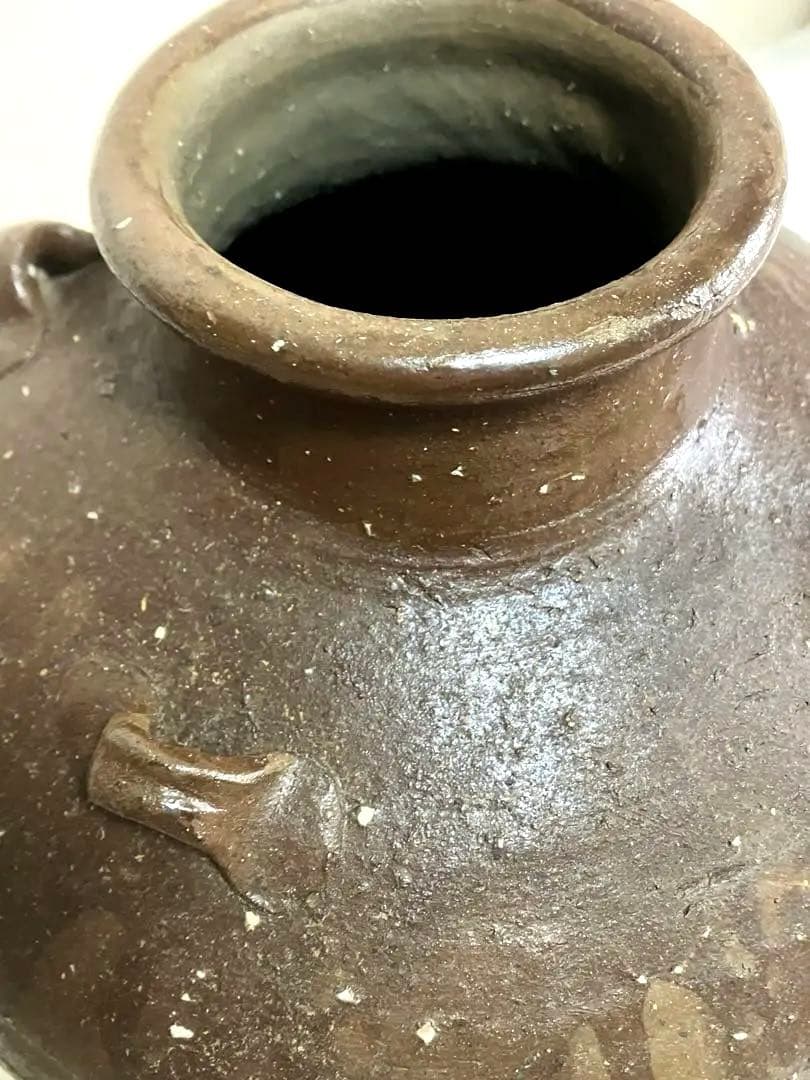室町期 信楽焼 四耳壺 茶壺 生花 花瓶 花入 葉茶 茶道具 大壺 備前焼 骨董