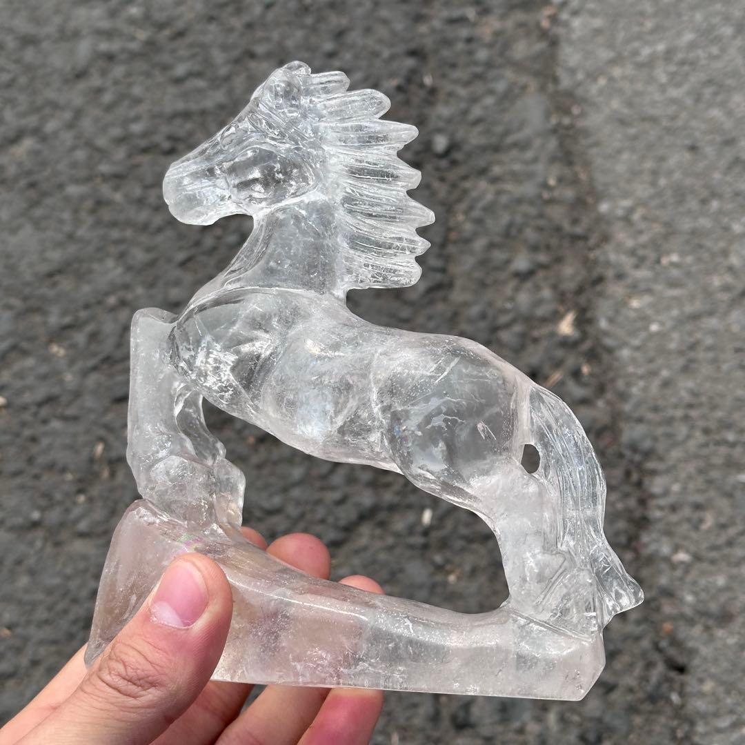 天然石水晶の馬　置物　ご購入前に在庫確認G.1409
