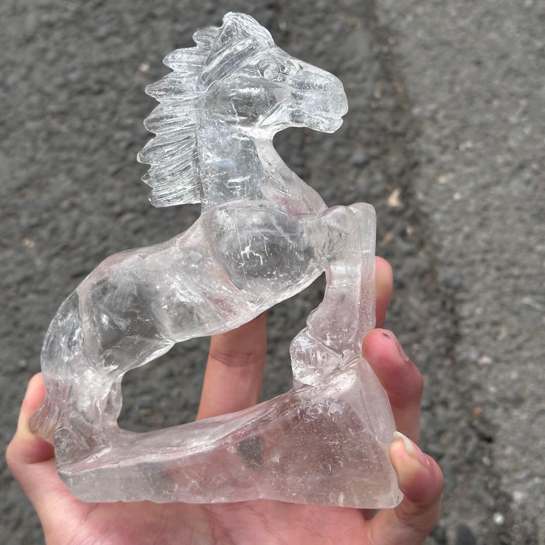 天然石水晶の馬　置物　ご購入前に在庫確認G.1409
