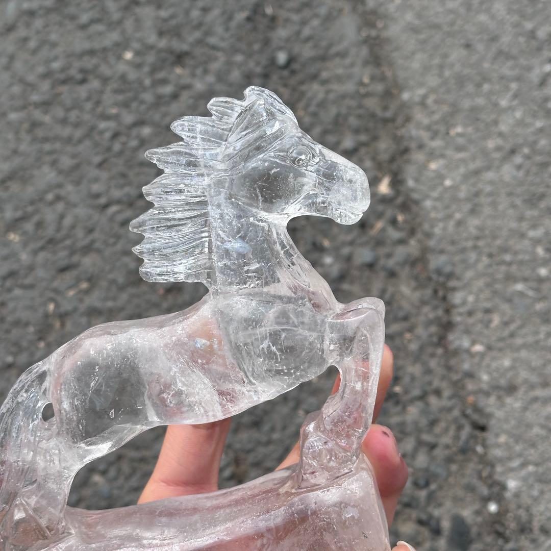 天然石水晶の馬　置物　ご購入前に在庫確認G.1409