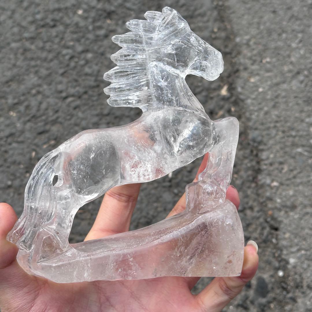 天然石水晶の馬　置物　ご購入前に在庫確認G.1409