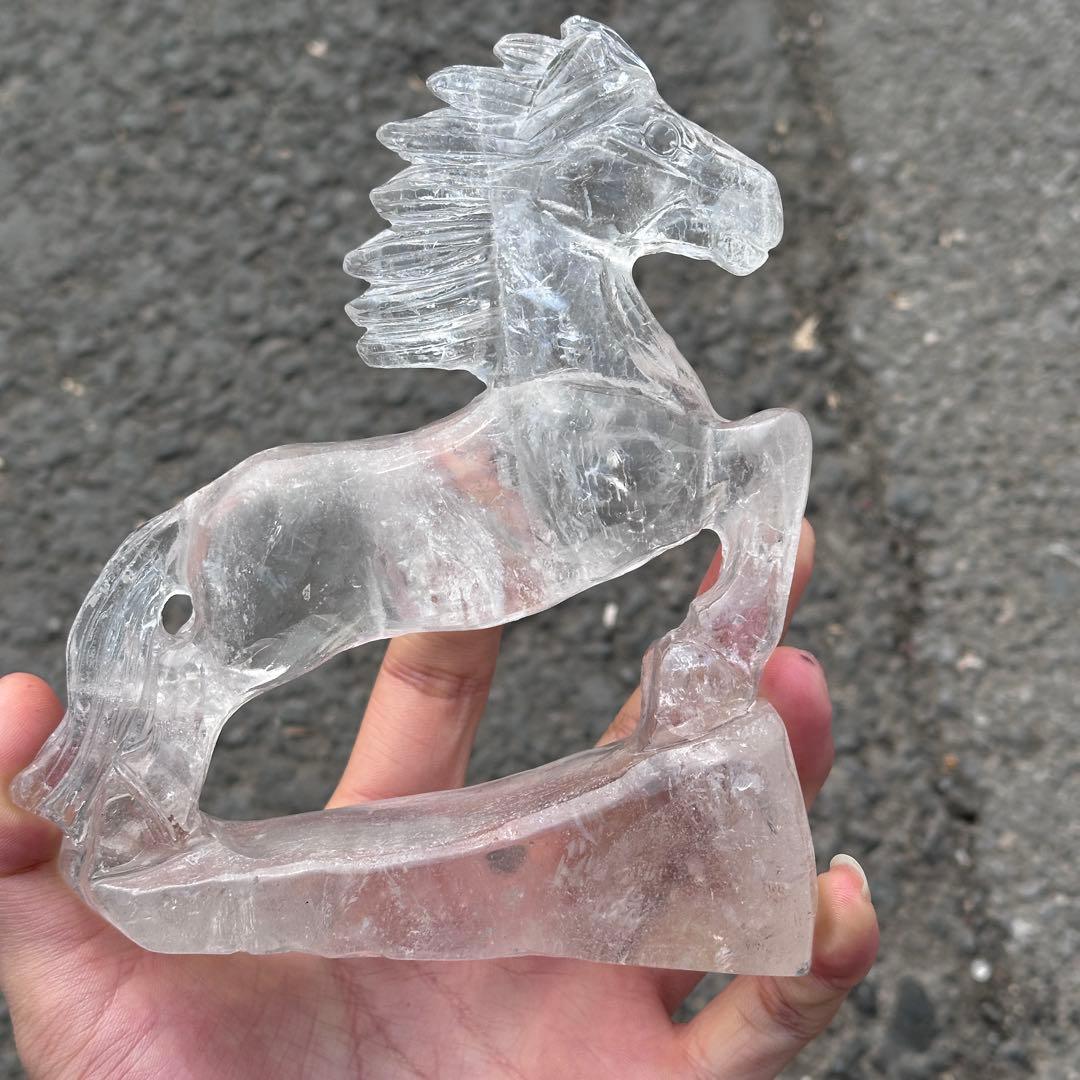 天然石水晶の馬　置物　ご購入前に在庫確認G.1409