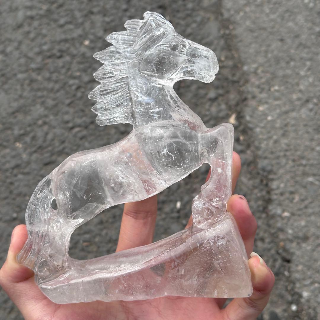 天然石水晶の馬　置物　ご購入前に在庫確認G.1409
