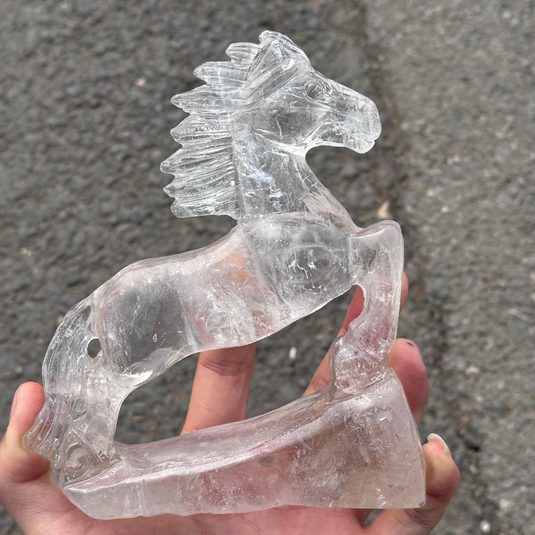 天然石水晶の馬　置物　ご購入前に在庫確認G.1409