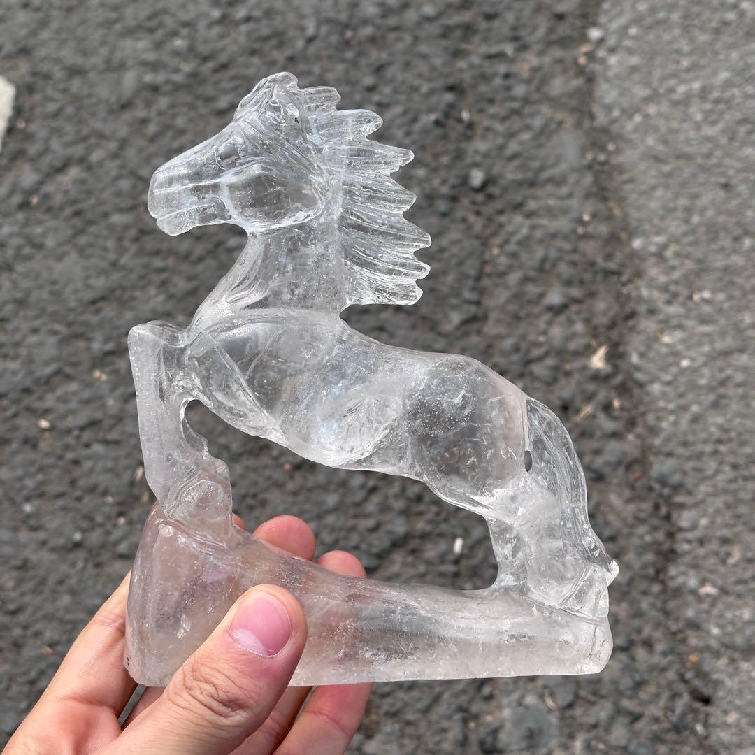 天然石水晶の馬　置物　ご購入前に在庫確認G.1409