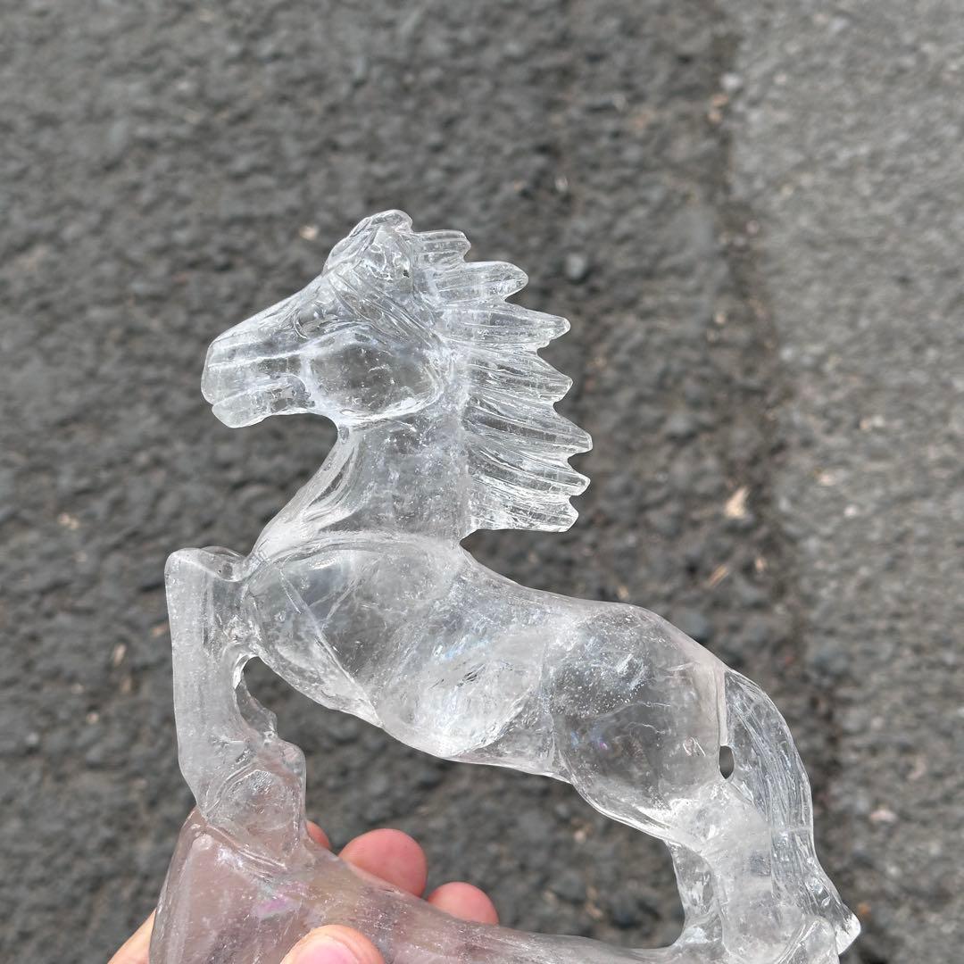 天然石水晶の馬　置物　ご購入前に在庫確認G.1409