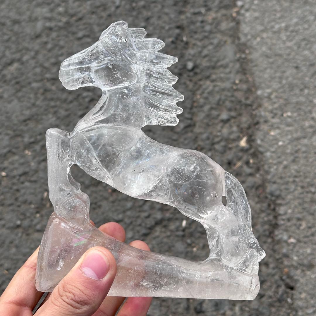 天然石水晶の馬　置物　ご購入前に在庫確認G.1409