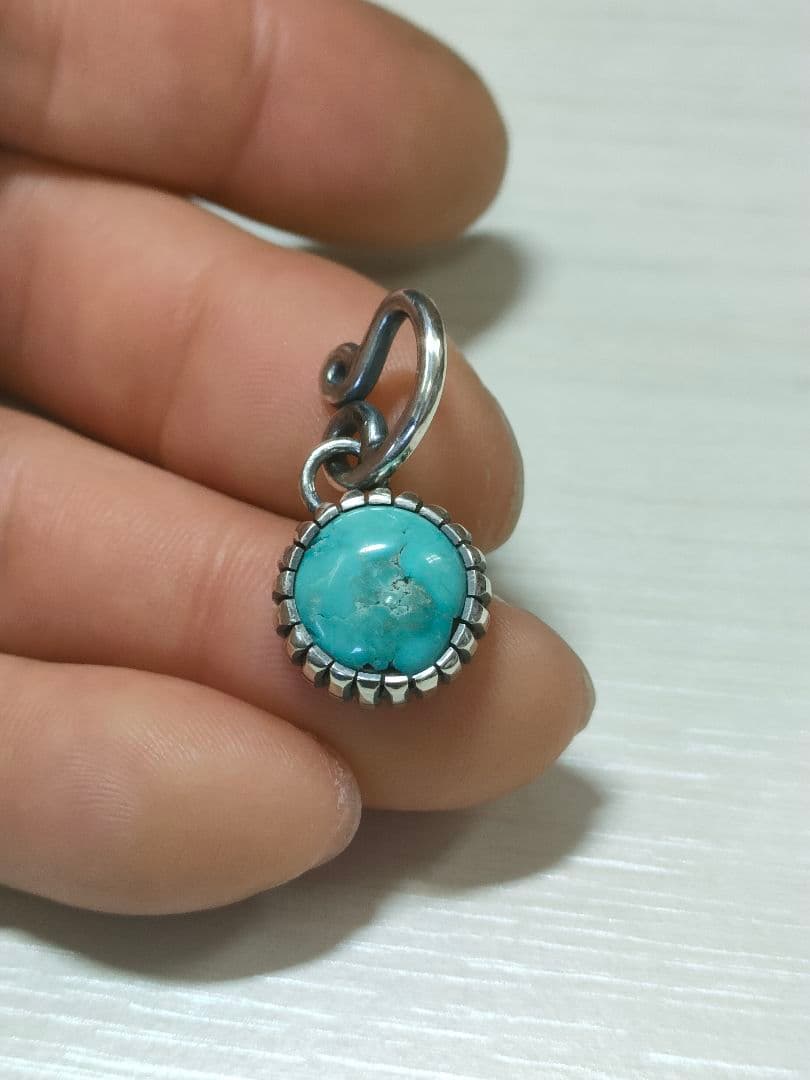 モレンシ鉱山ターコイズ シルバー925製ナバホスタイルペンダントチャーム7.3㌘