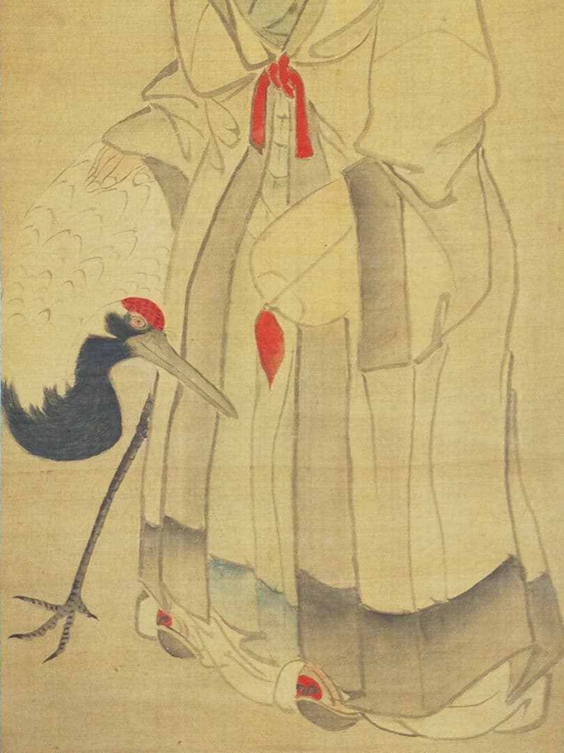♥掛軸　鶴山　老人と鶴　掛け軸　骨董品