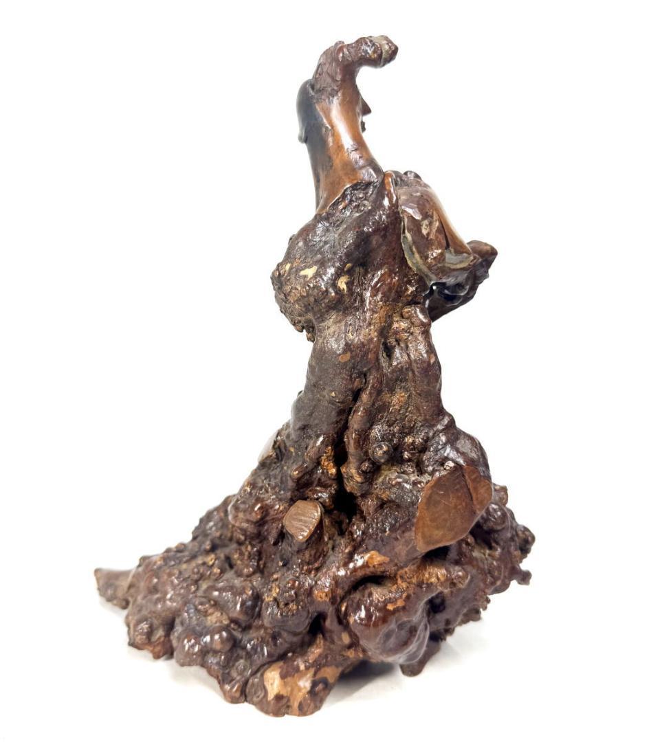 時代物 手彫り 瘤杢 葡萄杢 人物根彫 木彫刻 一点物 自然木 WWWT125