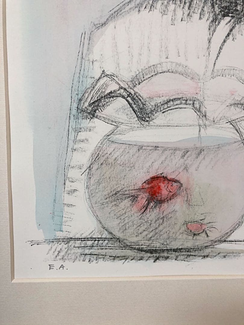 絵画 リトグラフ AMANO作 金魚