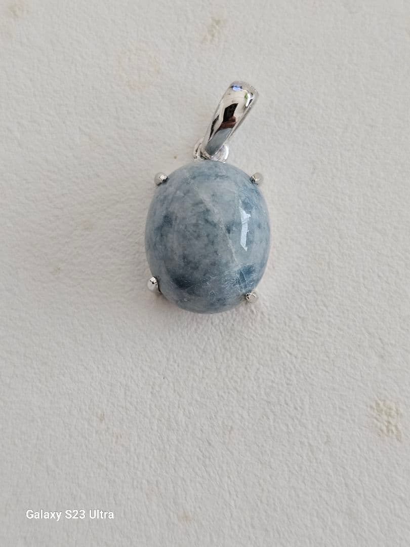 糸魚川青翡翠　SV９２５枠ペンダント１２Ｘ１０mm