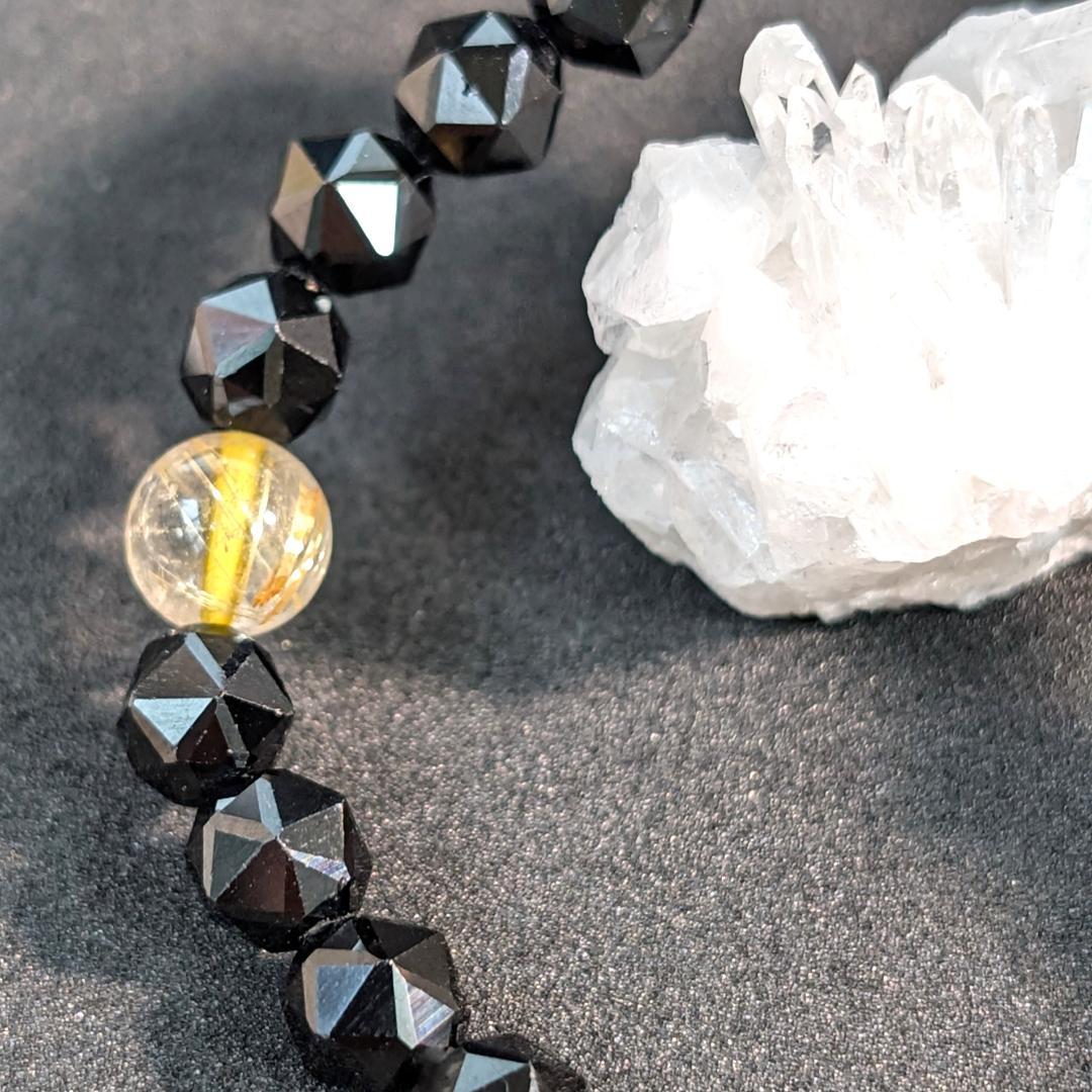 ゴールドルチル スターカットスピネル ブレスレット 6mm 勝ち運を呼び覚ます