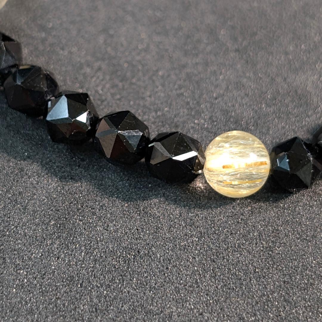 ゴールドルチル スターカットスピネル ブレスレット 6mm 勝ち運を呼び覚ます