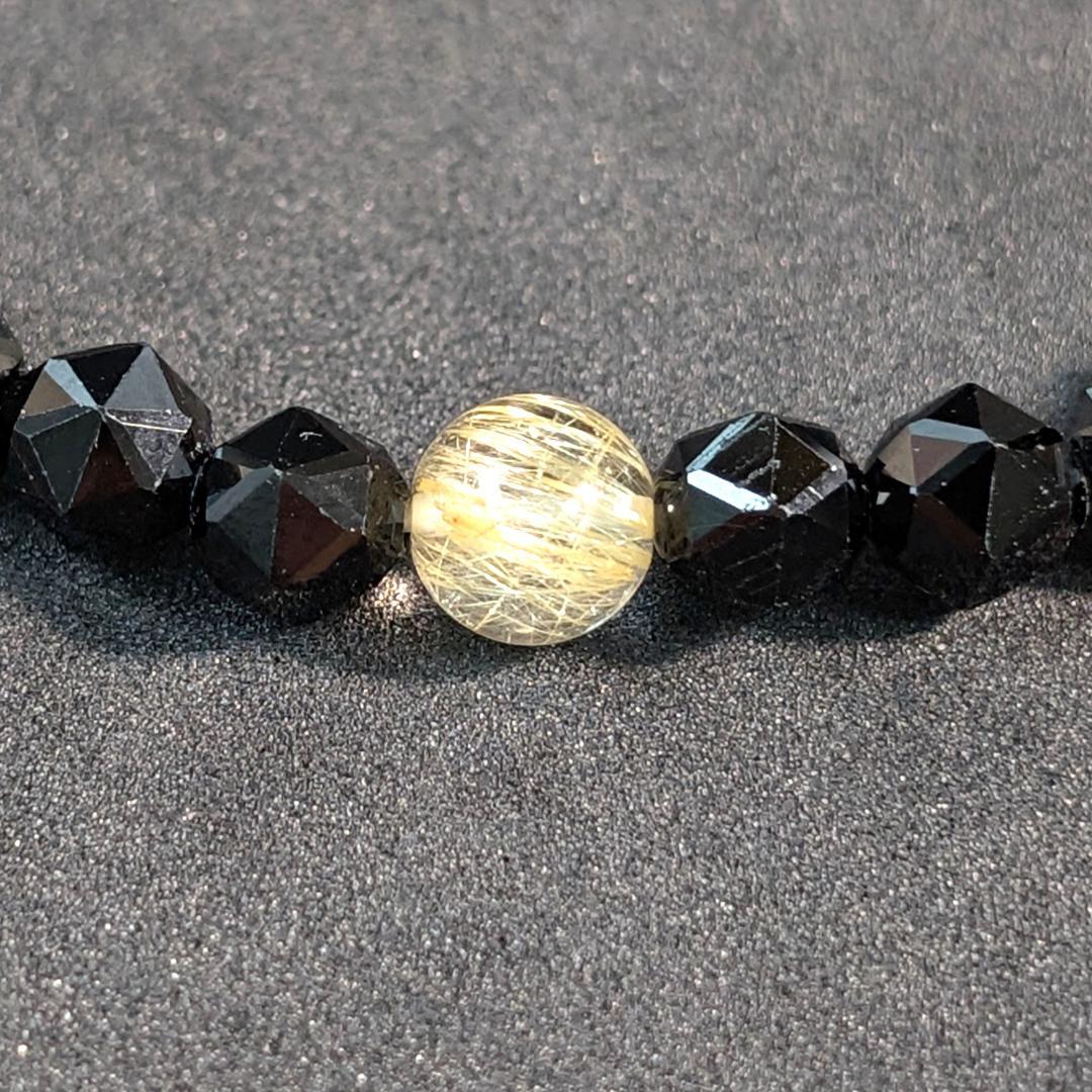 ゴールドルチル スターカットスピネル ブレスレット 6mm 勝ち運を呼び覚ます