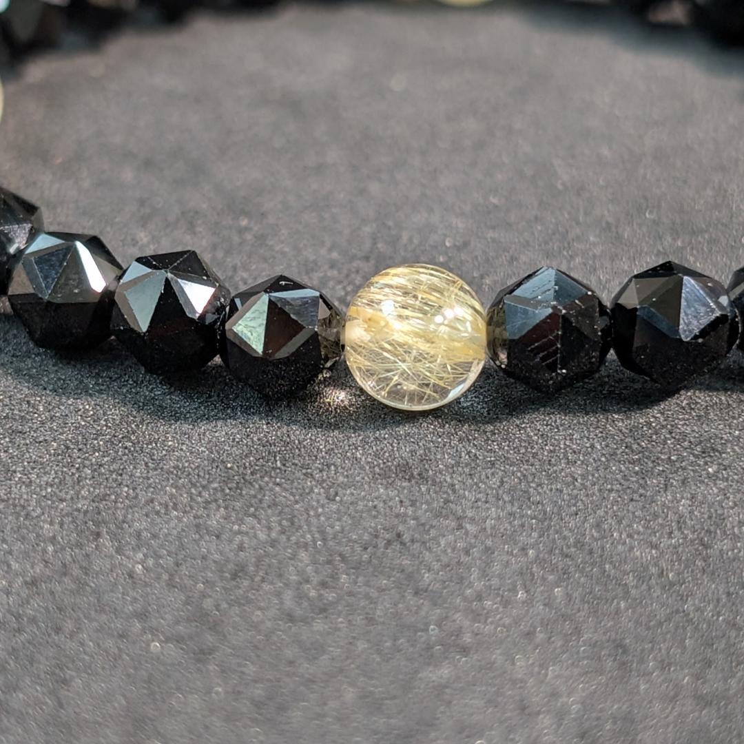 ゴールドルチル スターカットスピネル ブレスレット 6mm 勝ち運を呼び覚ます