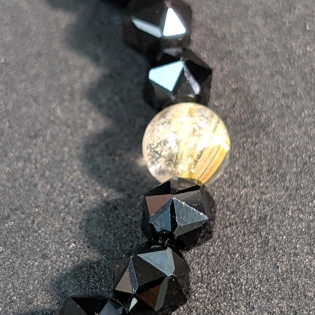 ゴールドルチル スターカットスピネル ブレスレット 6mm 勝ち運を呼び覚ます