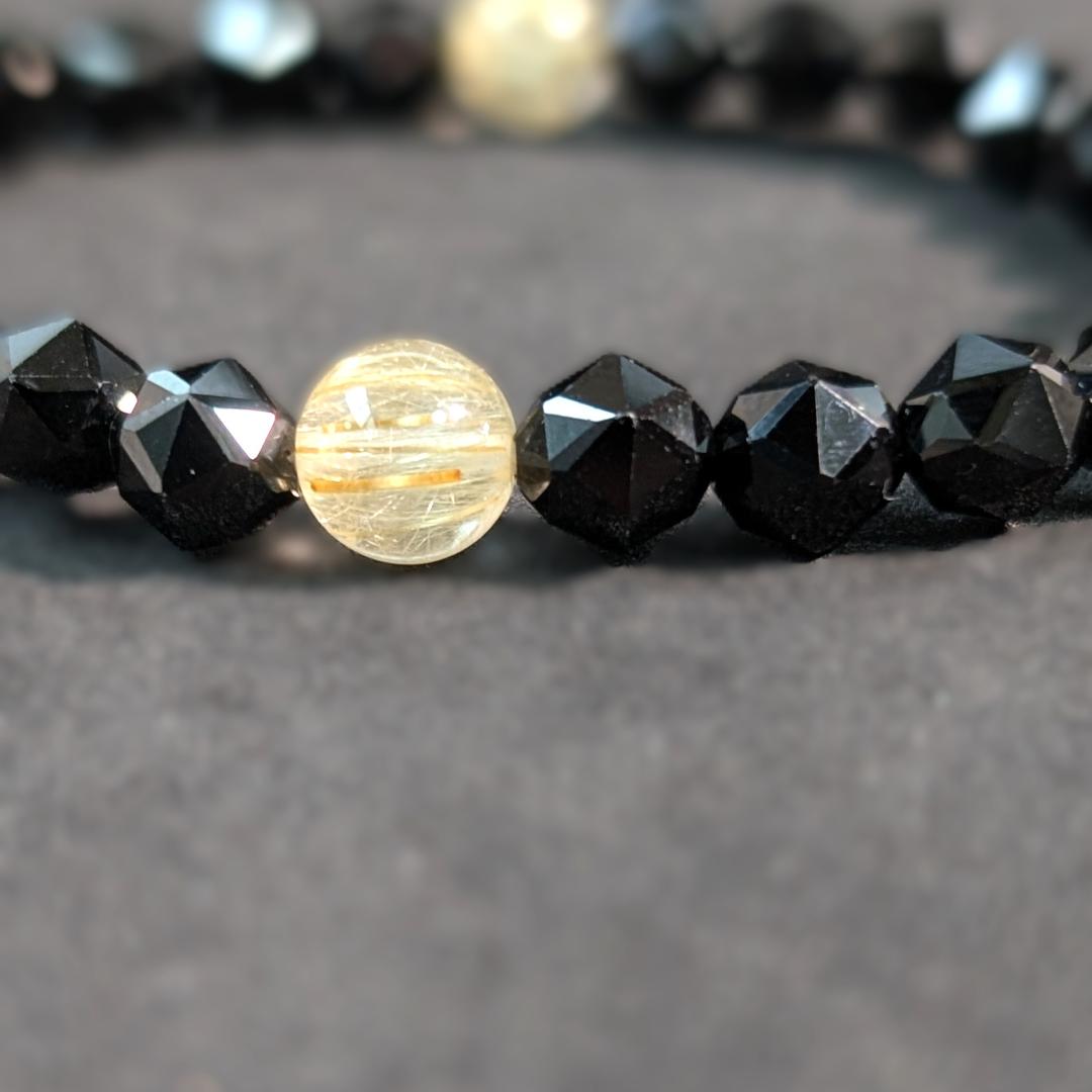 ゴールドルチル スターカットスピネル ブレスレット 6mm 勝ち運を呼び覚ます