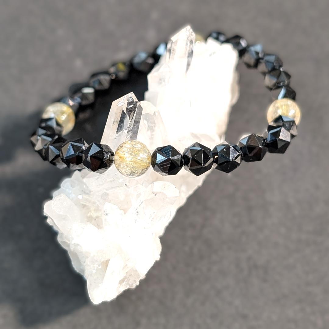 ゴールドルチル スターカットスピネル ブレスレット 6mm 勝ち運を呼び覚ます