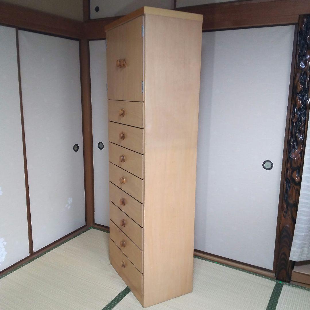 ＊両開きの扉付き棚2段&引出し8杯 たっぷり収納 整理タンス チェスト レトロ