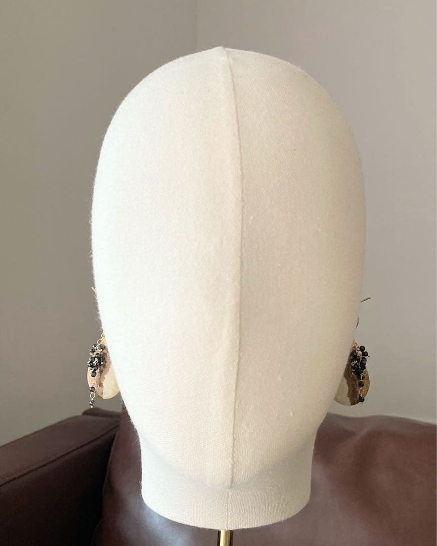 14kgf 天然石　ピクチャージャスパー×ブラックスピネル　ピアス