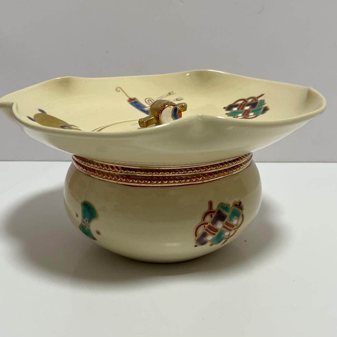 水指 橋本城岳作 色絵宝文 砂金袋水指 共箱 茶道具