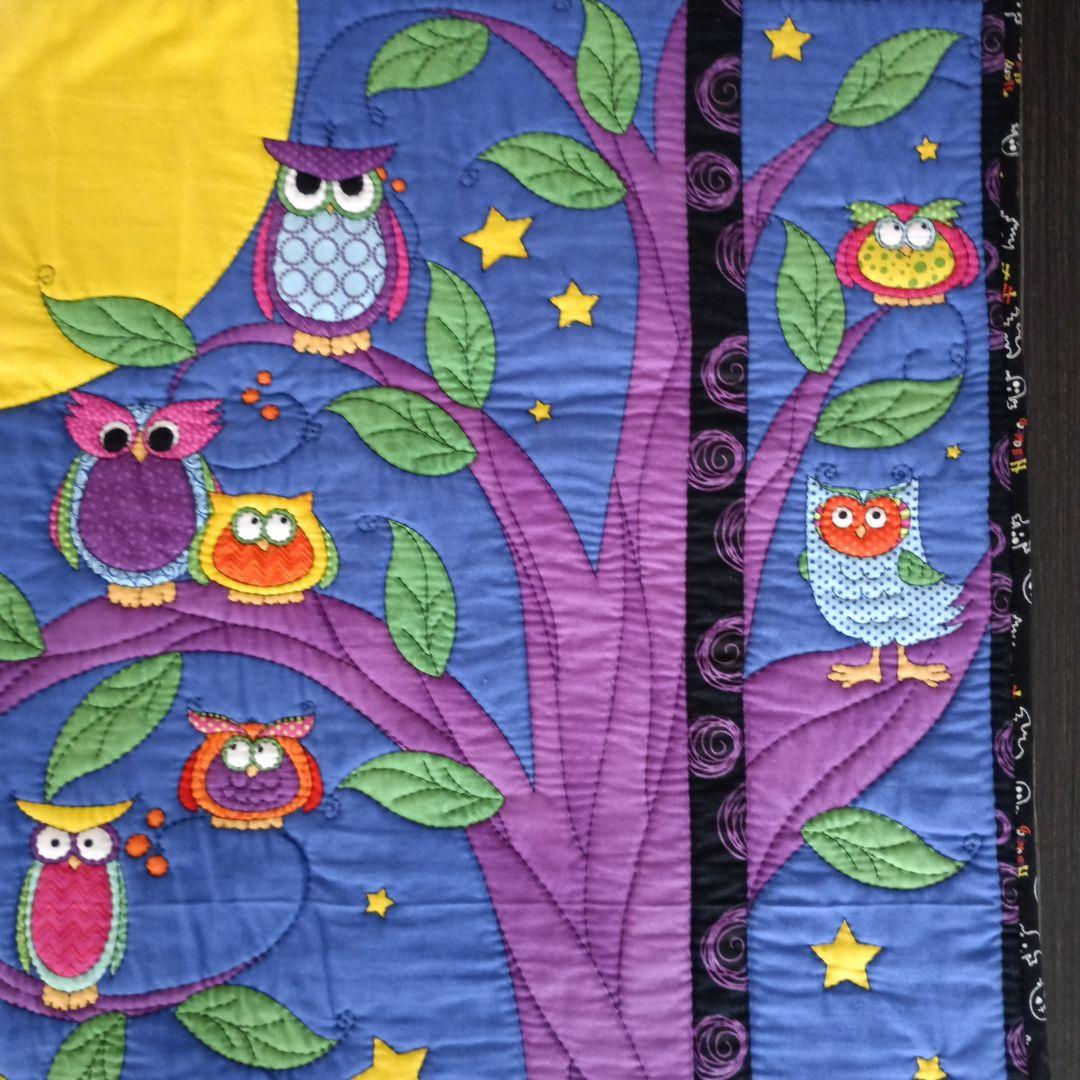 Halloweenパネル生地のパッチワークキルティングタペストリー　ハンドメイド