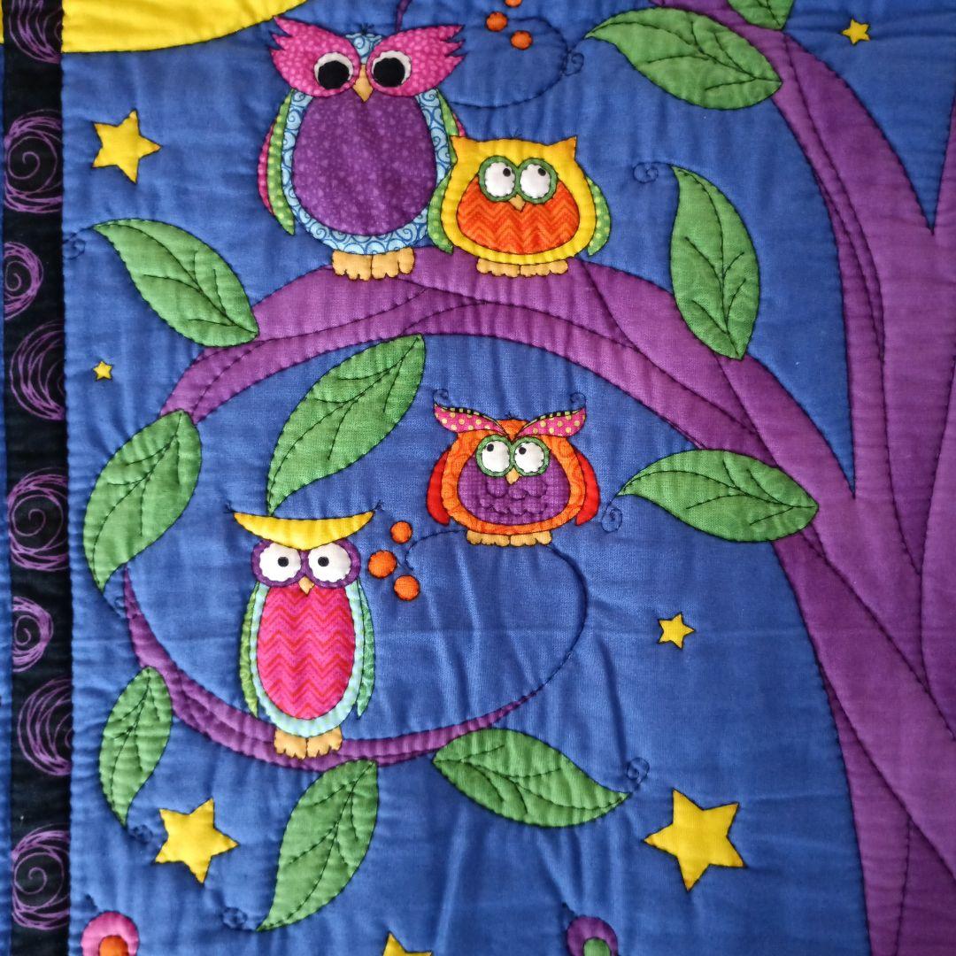 Halloweenパネル生地のパッチワークキルティングタペストリー　ハンドメイド