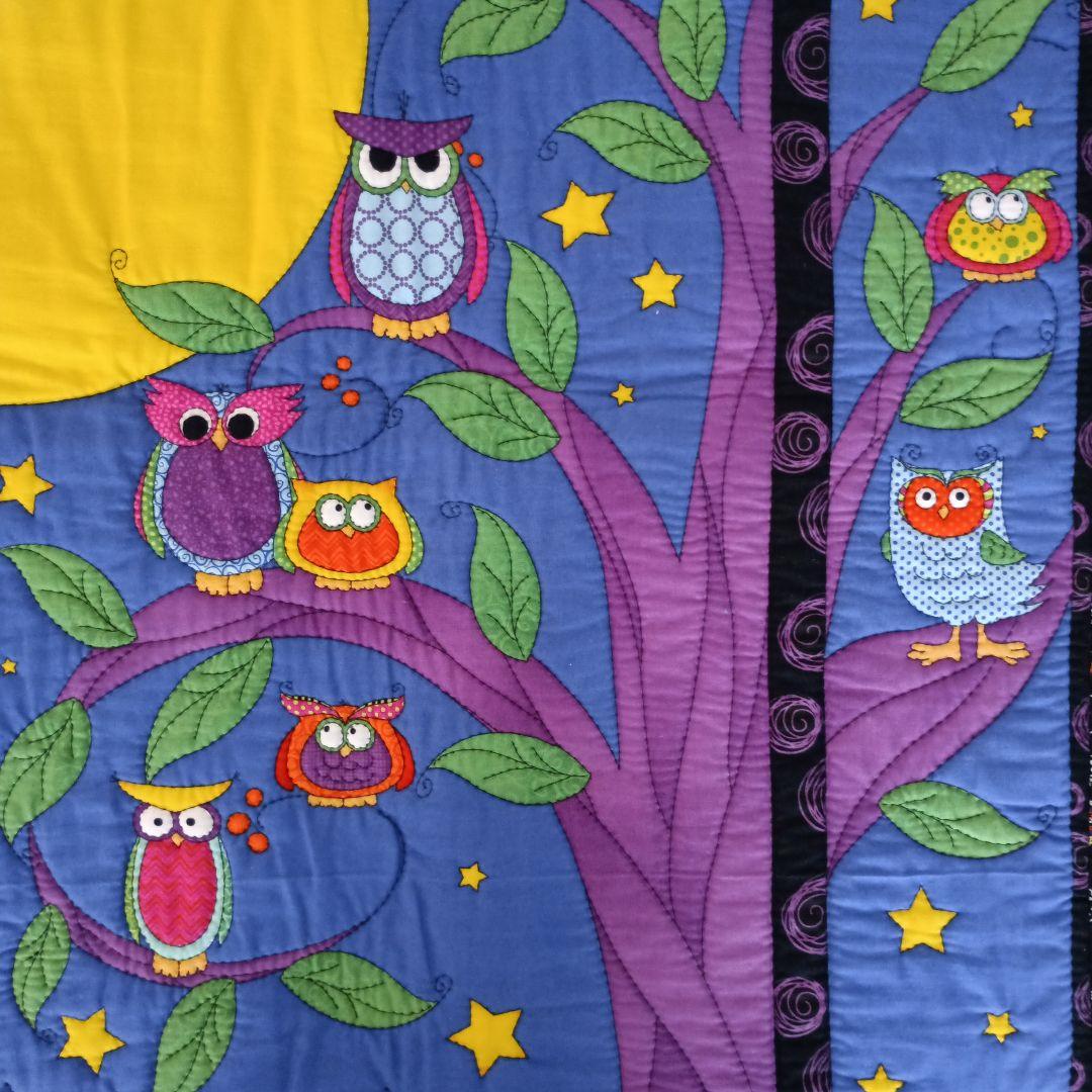 Halloweenパネル生地のパッチワークキルティングタペストリー　ハンドメイド