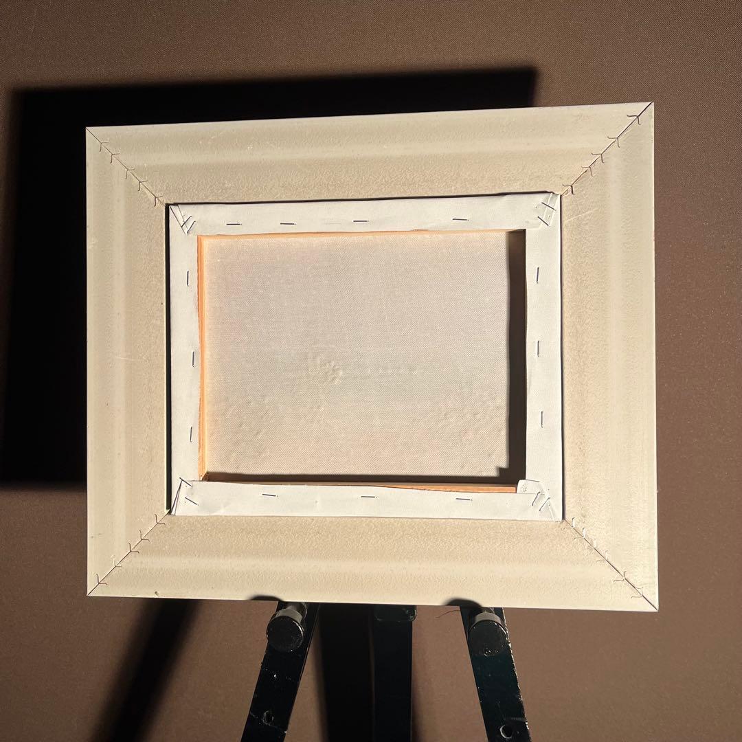 手書き油絵 海を眺める少女 額付 インテリア 油彩画 肉筆絵画