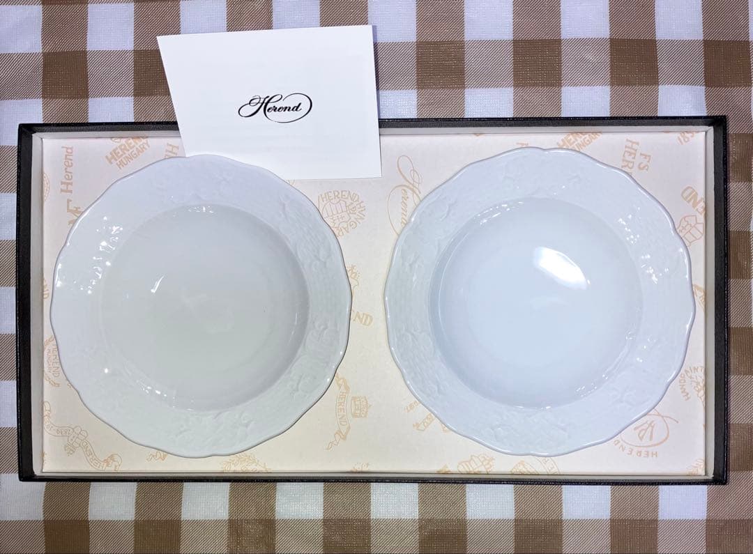 Herend ヘレンド　ボウルペアセット 14cm 白　新品　高島屋