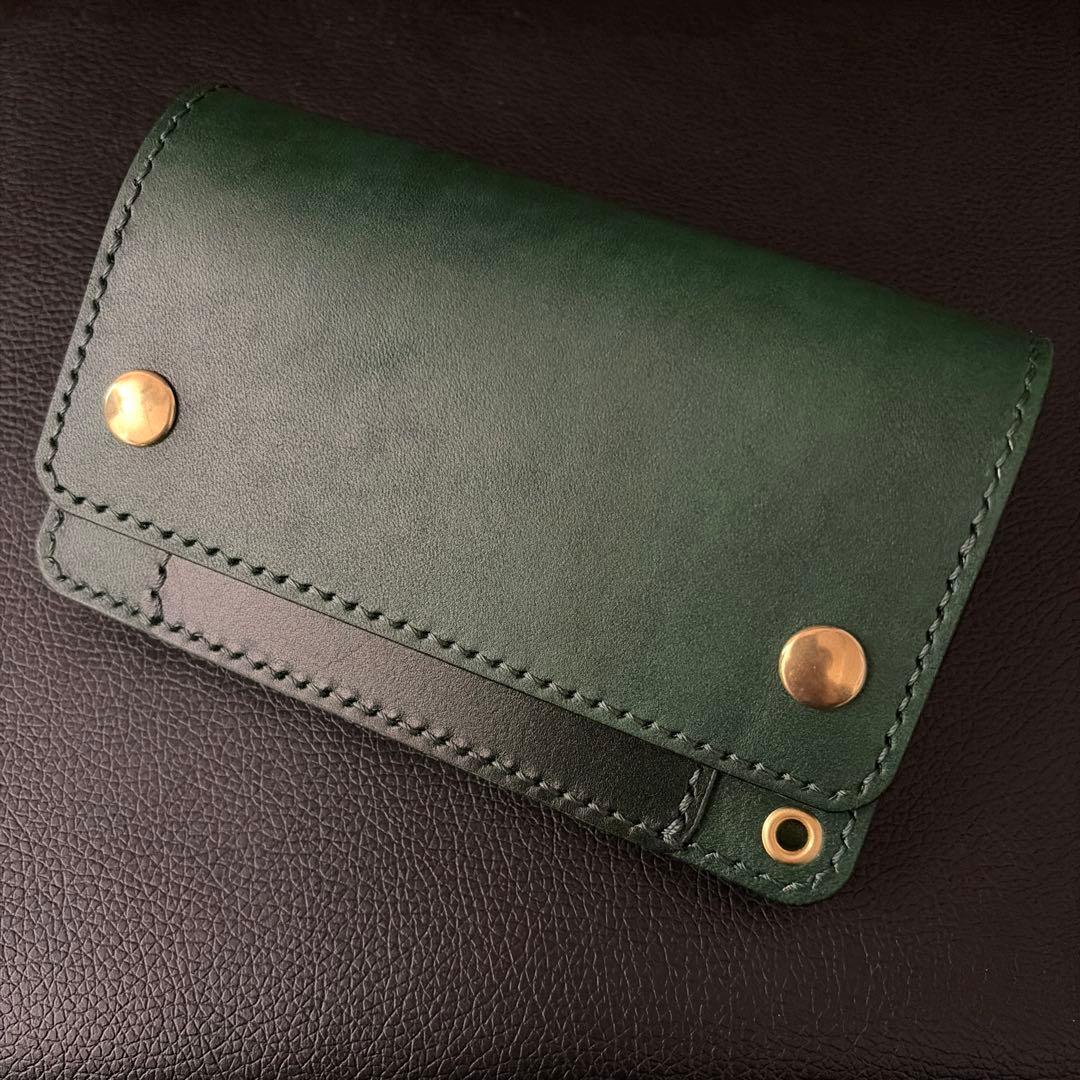 姫路レザー　ミドルトラッカーウォレット【3層/手染め/ハンドメイド】