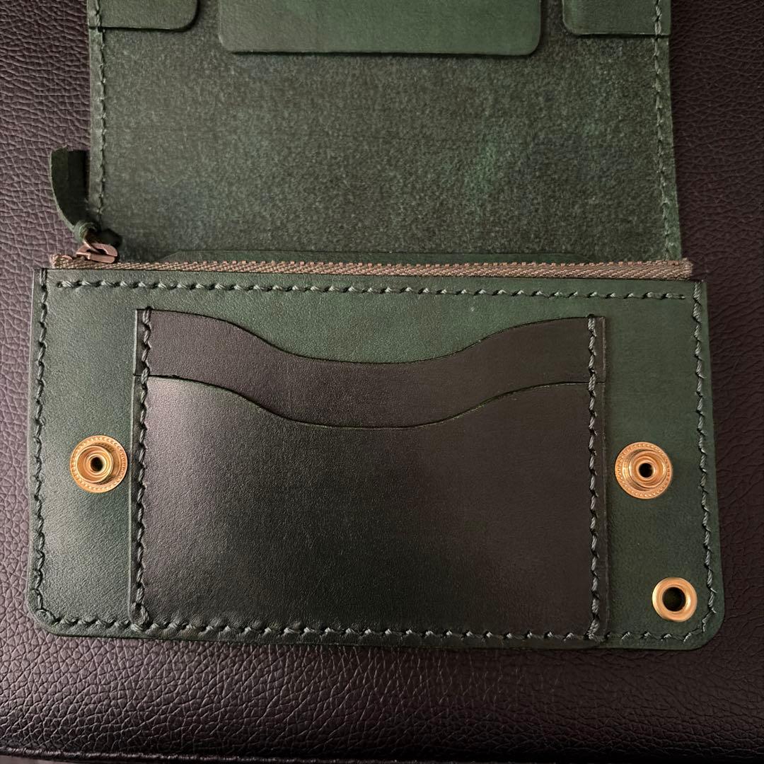 姫路レザー　ミドルトラッカーウォレット【3層/手染め/ハンドメイド】