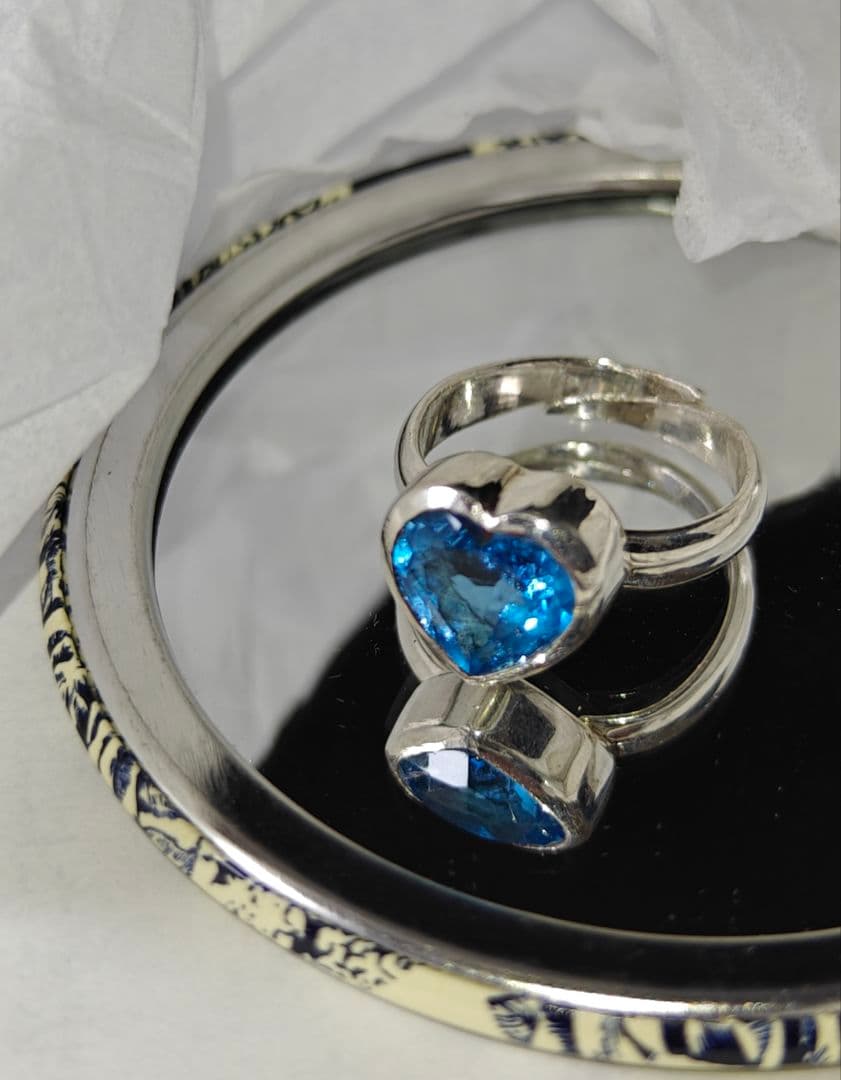 スイスブルートパーズ天然石指輪 リング silver ハンドメイド ネパール制