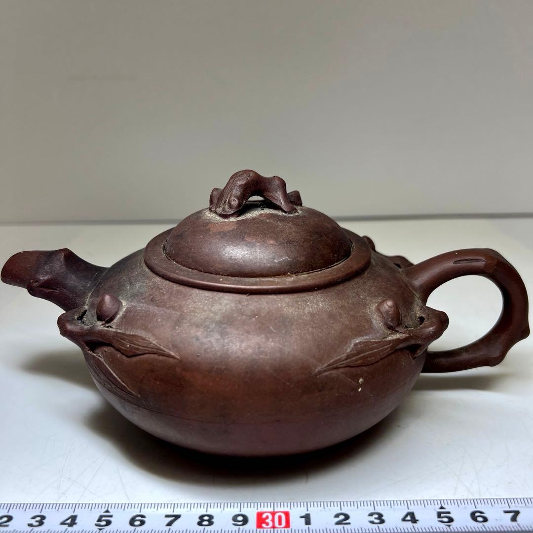 中国古玩　紫泥急須F 幅約20㎝　東Y8-0311①