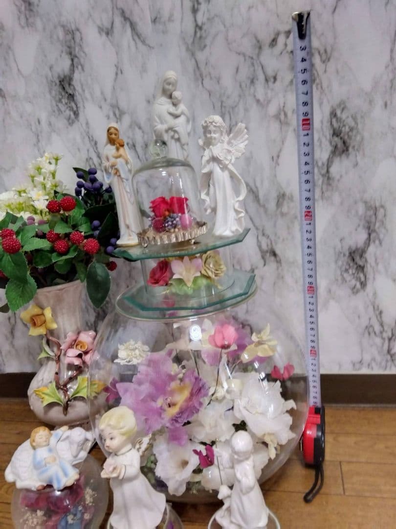 ☆マリア・エンゼル像・クリスチャン・キリスト・天使・花オブジェ☆カポディモンテ