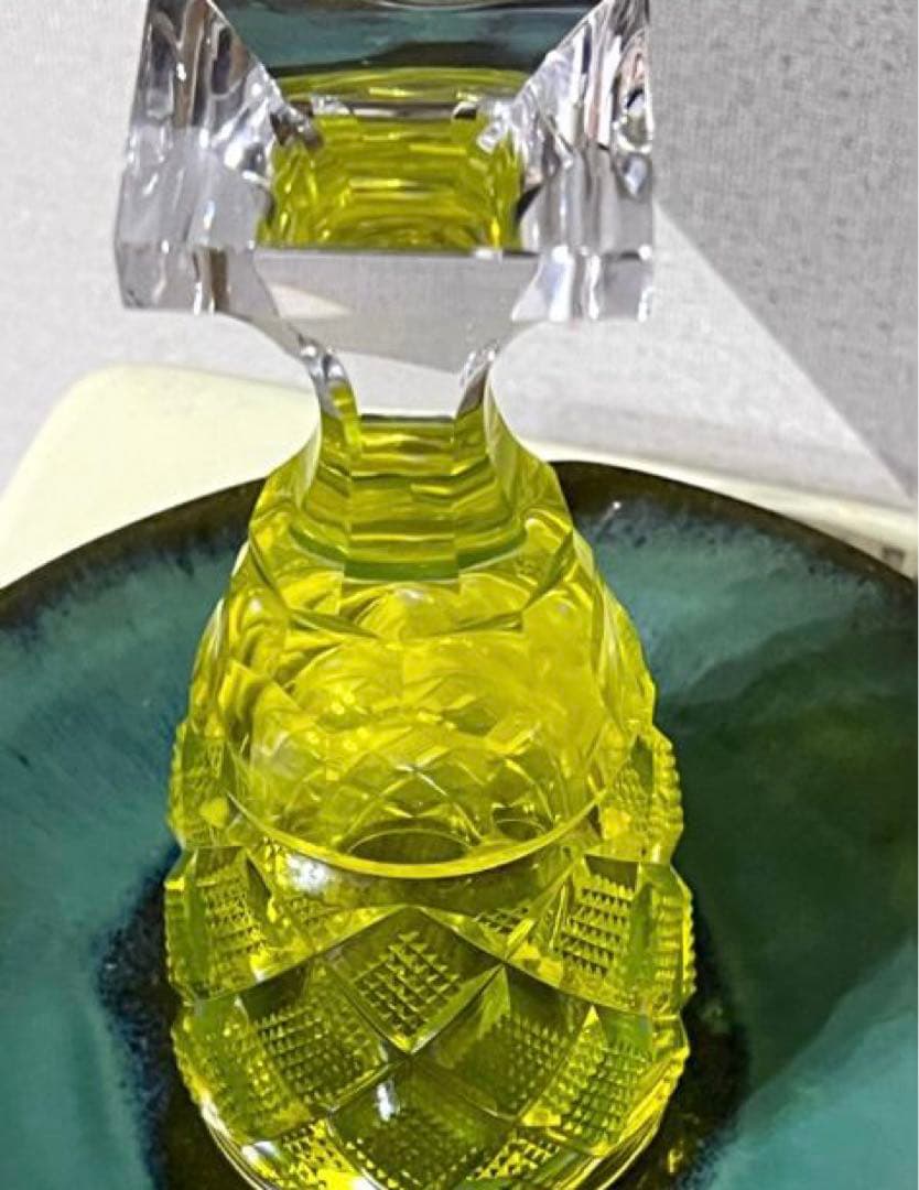 [希少/新品未使用] 復刻薩摩切子・脚付杯/希少黄色 カメイガラスLサイズ