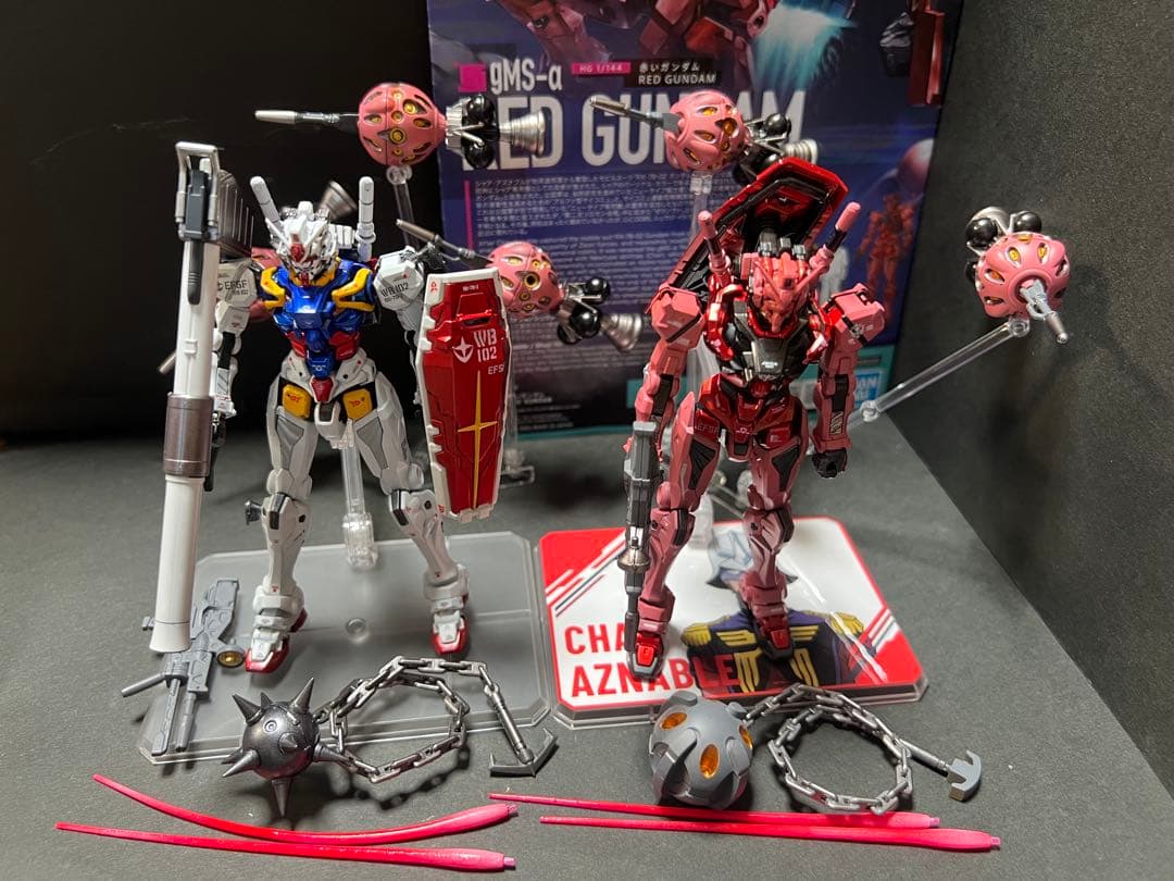 2機セット　HG 赤いガンダム(ビット6基)白いガンダム全塗装 完成品