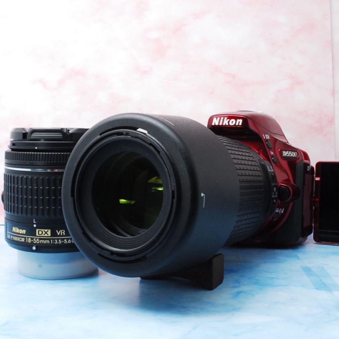Nikon D5500☆Wレンズ☆一眼レフカメラ☆Wi-Fi☆レッドボディ